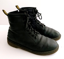 Dr Martens Delaney Blk Leather Air Wair Combat Boot Side Zip US 7