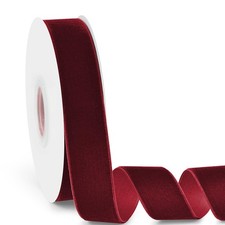 Isaspire 1" Wide Velvet Ribbon, 10 Yards - Burgundy Vine Red Velvet Ribbon on...