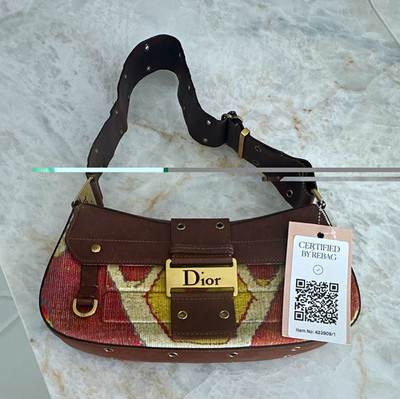 Dior Women s Small Shoulder Bag Brown/Multicolor Geometric Crescent, Adj Strap