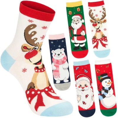 BRUBAKER 5 Paar Damen Weihnachtssocken - Buntes Sockenset für Weihnachten - Unisex