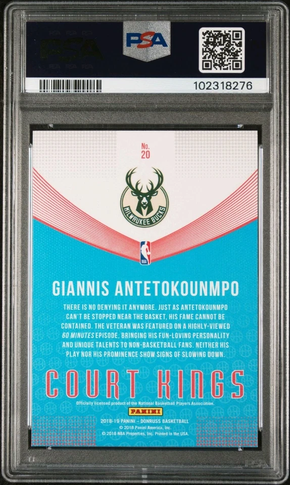 Freak Gold Auto●2018 Court Kings Giannis Antetokounmpo Gold Auto●PSA 10●POP 1 Foto 3 de 3