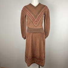 Vintage 70s 80s Venice 2-Piece Knit Sweater Skirt Set Office Chic Size Small
