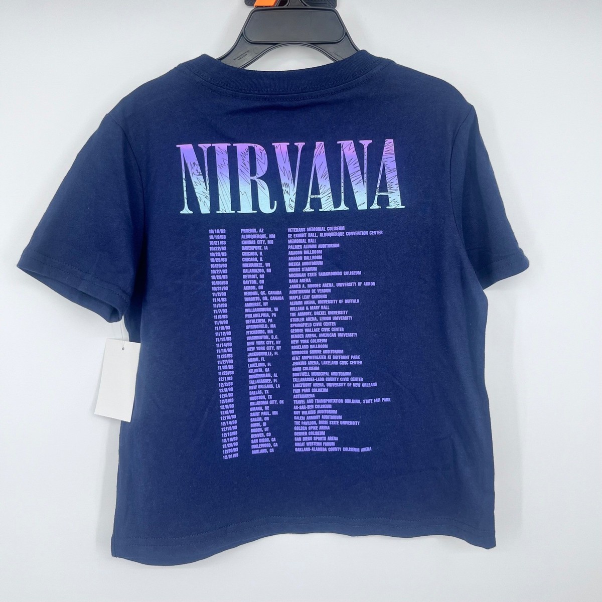 Nirvana Graphic T-Shirt Kids 4T Navy Blue Smiley Face 1993 Tour