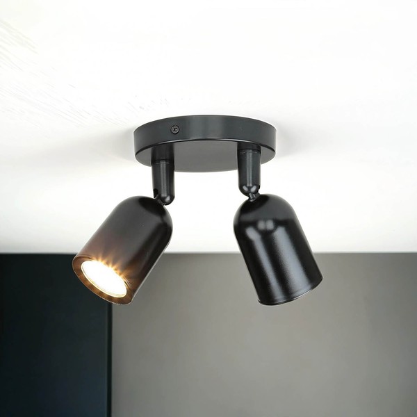 Deckenleuchte Deckenstrahler Schwarz Ø 13 Cm Klein Schwenkbar 2-Flammig GU10-image