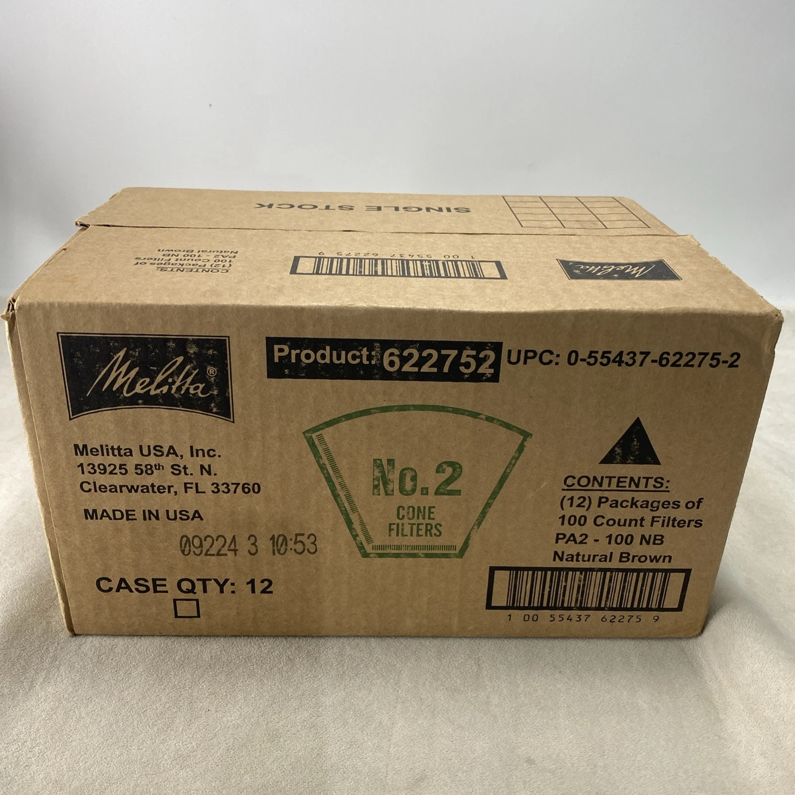 Melitta #2 Cone Natural Brown Coffee Filters (1200 Filters) Case of 12