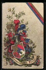 Alemannia seis Panier, Studentenwappen mit Motto und Banderole, Ansichtskarte 