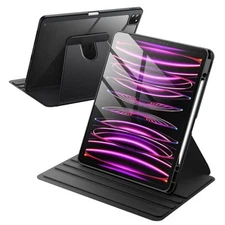  Rotating Case for iPad Pro 12.9-Inch (2022/2021/2020/2018) with Pencil Black