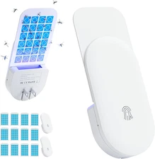 2 in 1 Indoor Plug-In Flying Insect Trap, 12 Glue Cards for Gnats, Mosquitos etc