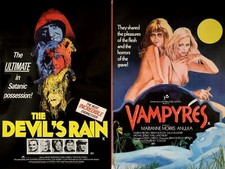 THE DEVIL'S RAIN / VAMPYRES 1974 UK Quad poster print 30x40" DOUBLE BILL FREEP&P