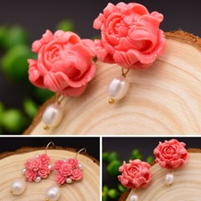 Freshwater Pearl Flower Drop Earrings Dangle Stud Hoop Women Fashion Jewelry