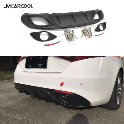 Rear Bumper Diffuser Lip W/Exhaust Tips for Alfa Romeo Giulia 2016-2019 Base PP