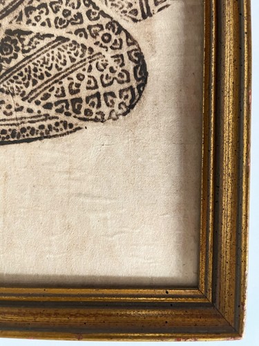 Vintage Mid-Century Thai Temple Rubbing on Rice Paper, Two Musicians, Framed - Picture 4 of 5