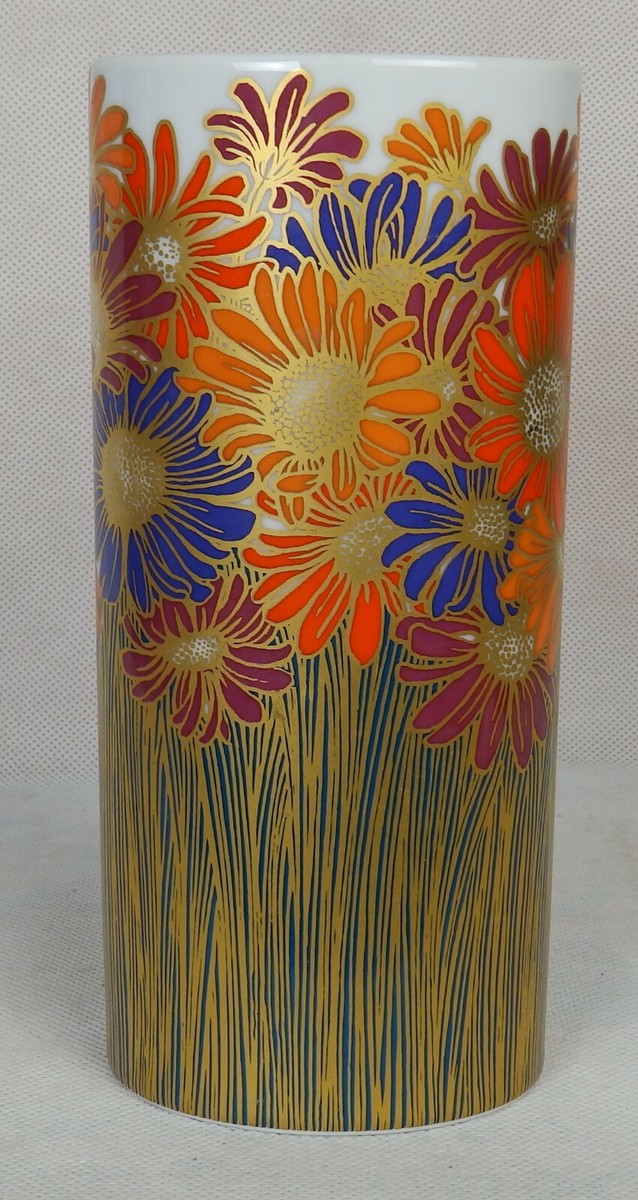Porzellan Vase Blumen Motiv Rosenthal Studio Linie Oval Höhe ca. 20 cm gebraucht