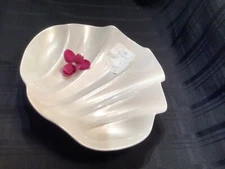 SIGRID OLSEN melamine serving bowl Large shell pearl cream white coastal beach