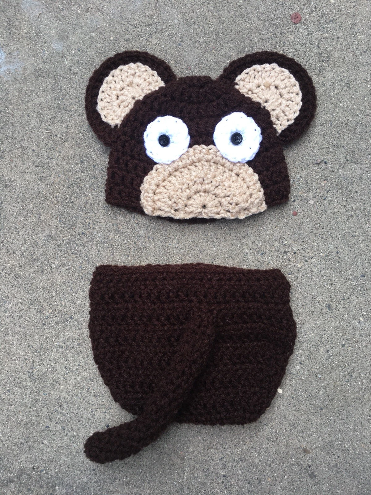 Handmade baby monkey outfit, crochet monkey costume, newborn photo-prop outfit