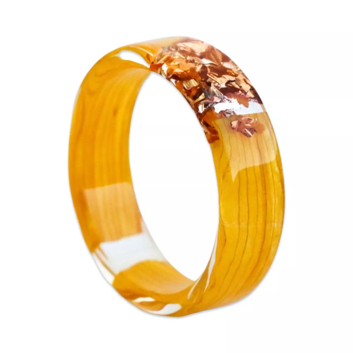 Sunflower Resin Ring with Silver Flakes High Quality Handmade