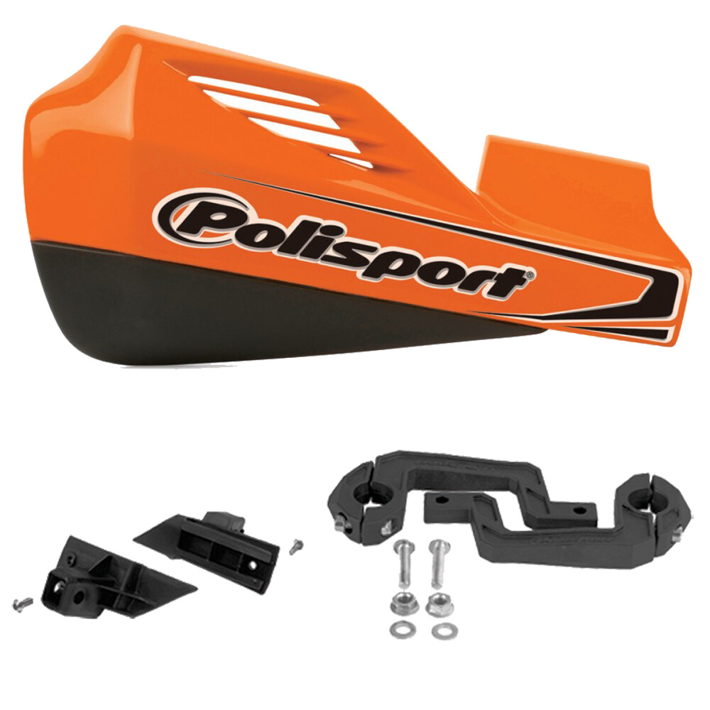 Polisport MX Rocks Handguards Orange Protectors + Mounting Kit Aluminum