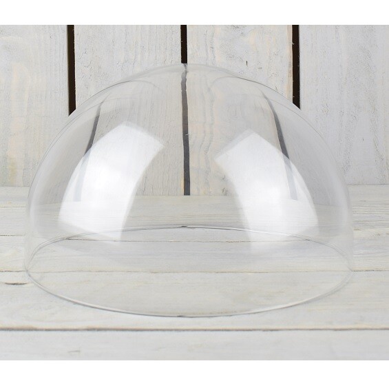 Handmade Mouth Blown Clear Circular Glass Display Cloche Dome 16.5 cm x 27 cm