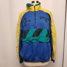Vintage 80s Spalding Pullover Windbreaker Colorblock Spellout Retro Sport Coat