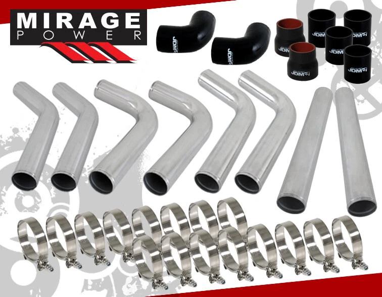 Jdm Sport Tube Fin Intercooler + Diy Aluminum Pipe Piping Kit - Image 2 of 4