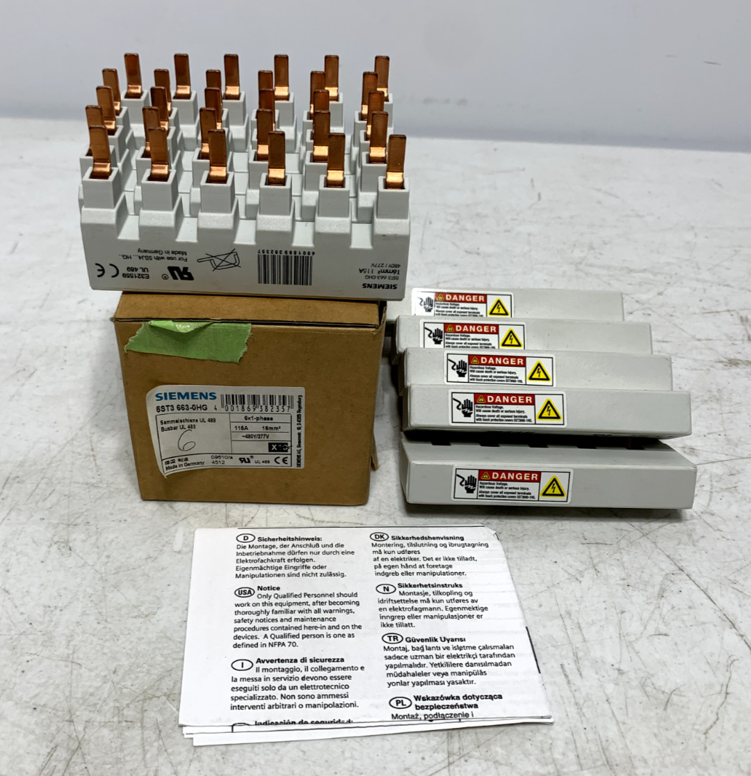 Siemens 5ST3-663-0HG Busbar 115 Amp 6x1-phase (lot of 10)