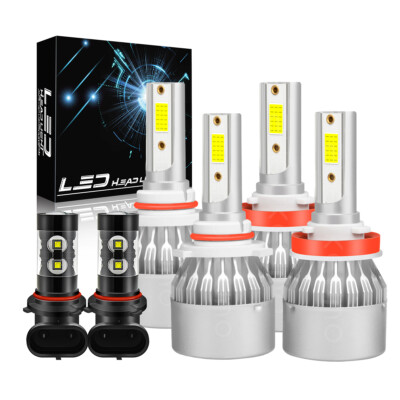 6000K LED Headlight+Fog Light Bulbs Upgrade Pkg Kit For Ford F-150 2015-2020