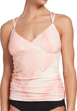 NWT CALIA Women's Modest Adjustable Strappy V-Neck Tankini Top XS Pink 50 1C259