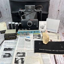 Vintage Polaroid Automatic 100 Land Camera with Case, Timer, Flash, Bulbs, More