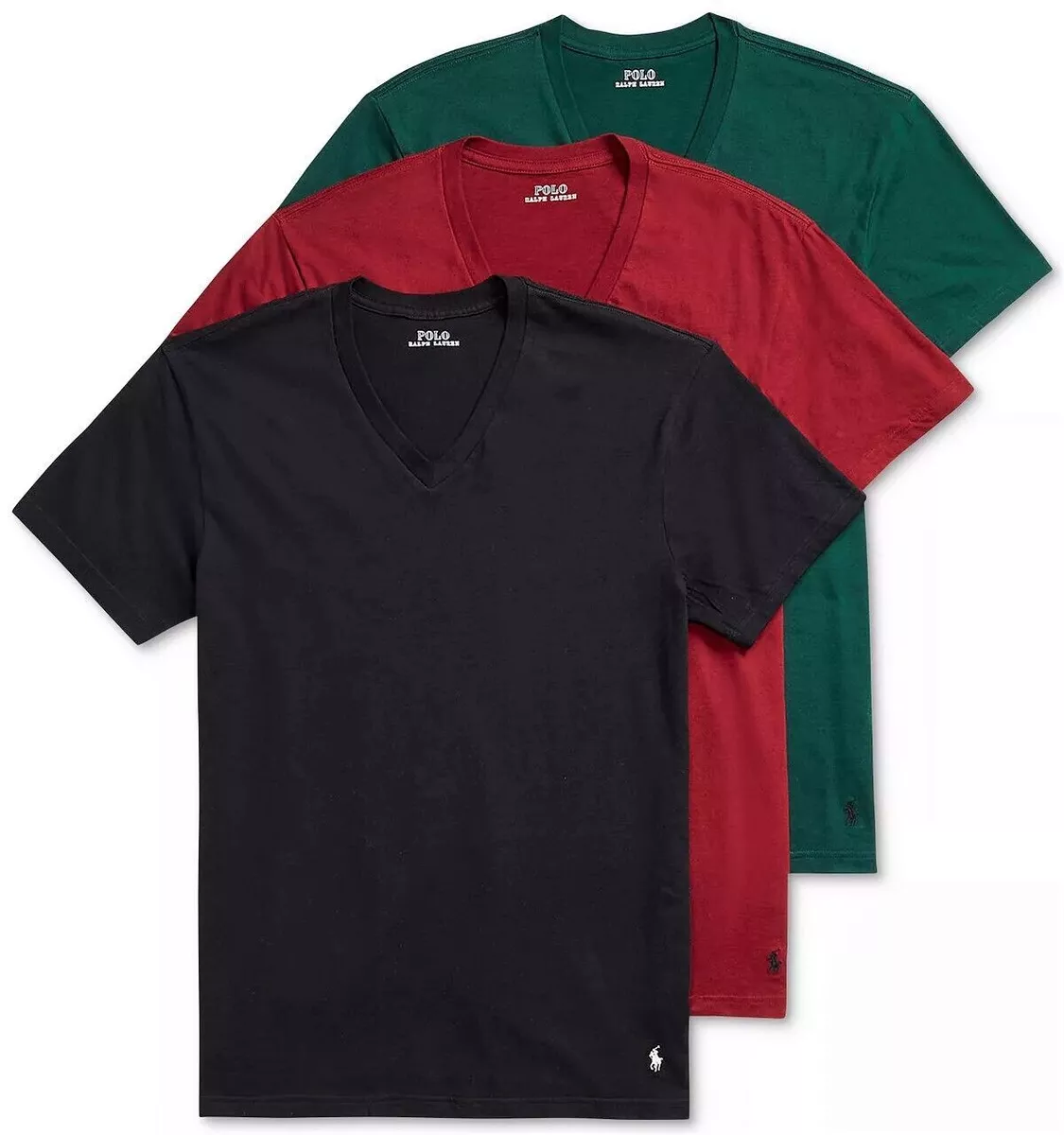 Polo Ralph Lauren V-Neck T-Shirt Three Classic Fit 3 Pack Cotton Tee Shirt  NWT