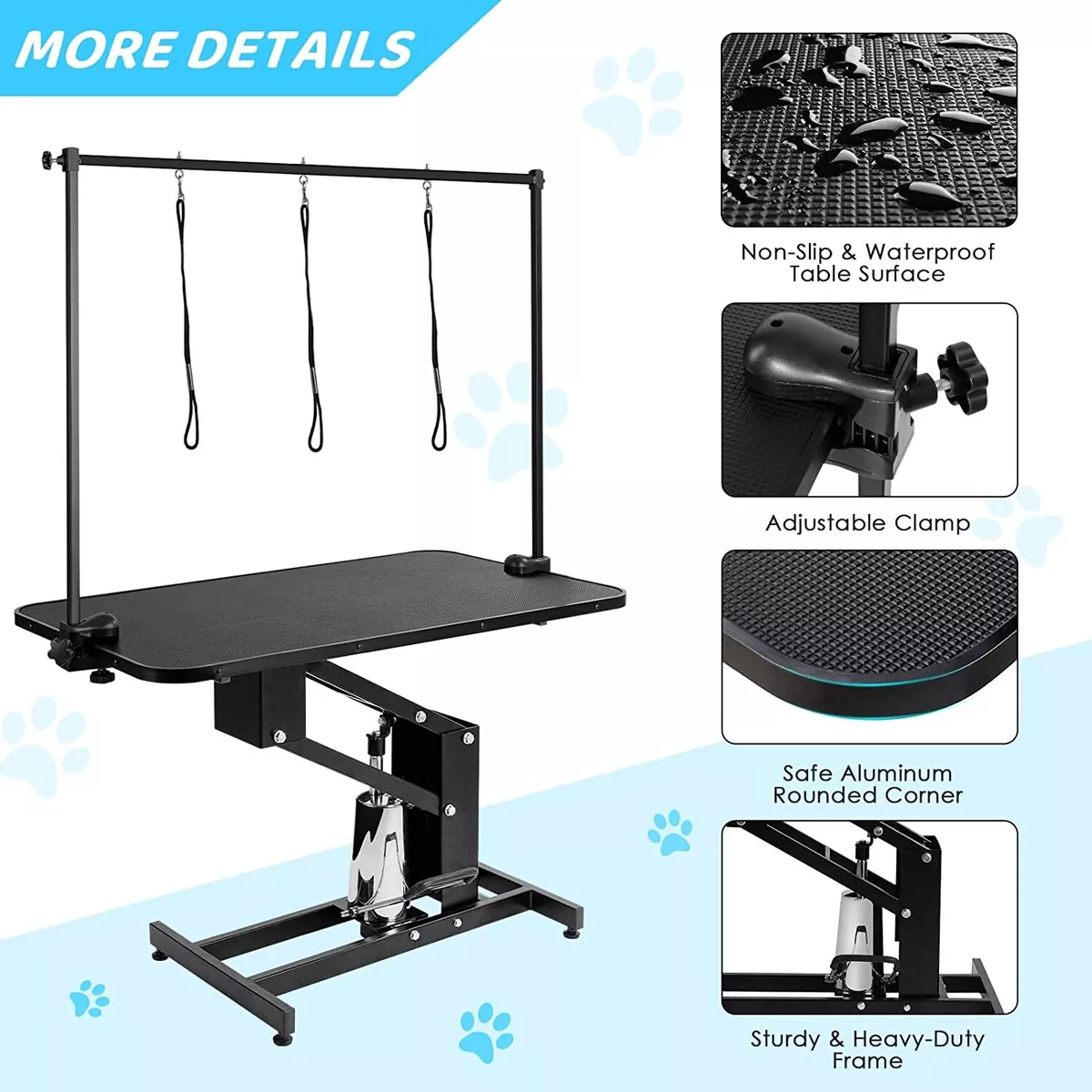Heavy Duty Z Lift Hydraulic Pet Dog Grooming Table for Large Dogs W Noose 400lb