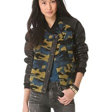 Gryphon Women's Size Small Camouflage Varsity Lambskin Leather Jacket