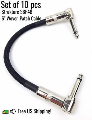 Strukture S6P48 Dual Right Angle 6'' Woven Patch Cable for Guitar Pedals 10-Pack
