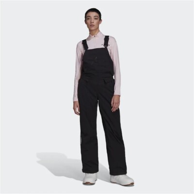 Size M- ADIDAS WOMEN'S TERREX RESORT TWO-LAYER INSULATED BIB PANTS, BLACK.