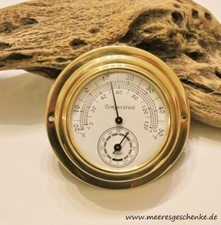 Hygro-und Thermometer im Bullauge Ø ca. 10 cm Messing