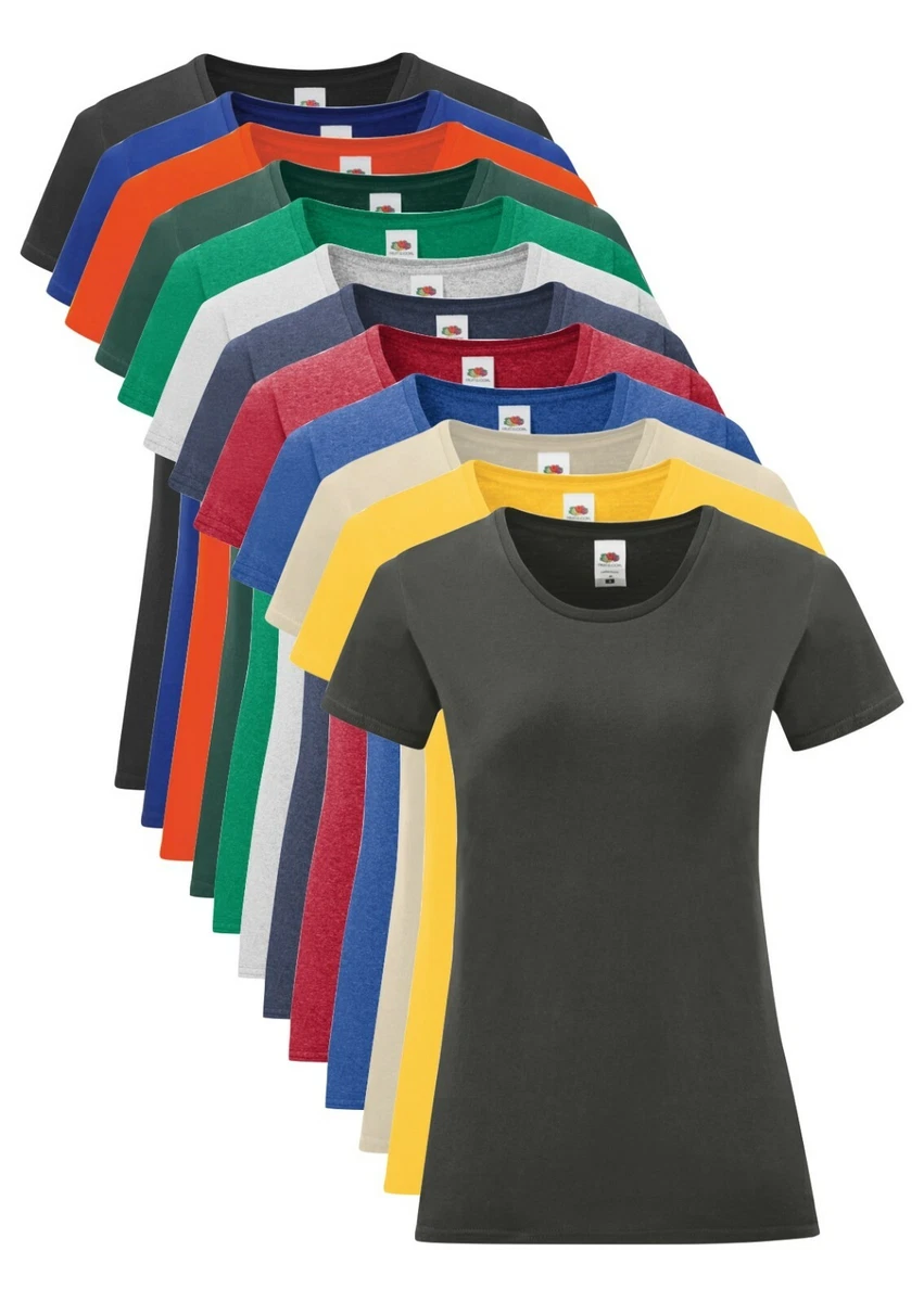 Fruit Of The Loom Maglietta Donna A Maniche Corte – Ringspun Premium, Colore Rosa Acceso, Taglia L, Cotone Morbido - 4