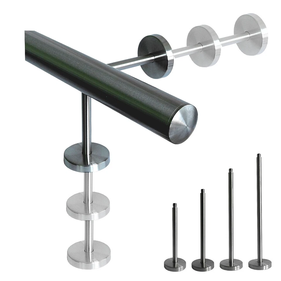 TIBU Reposapiés de acero inoxidable Ø 42,4 mm mostrador barra de barra protección de pared soporte para pasarelas