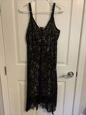 INC Wms Lace Handkerchief Hem Midi Little Black Dress Size   S