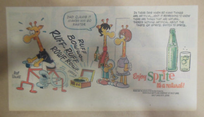 Sprite ad: Funny Mort Walker Giraffe Artwork! 1969 ''Exercise'' Size: 7.5 x 15 in