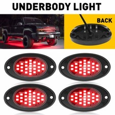 4pcs Red Led Under Car Underbody System Underglow Neon Light Kit Waterproof Lamp