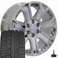 20 Inch Chrome 5661 Rims Tires Tpms Set Fit Silverado Tahoe Suburban