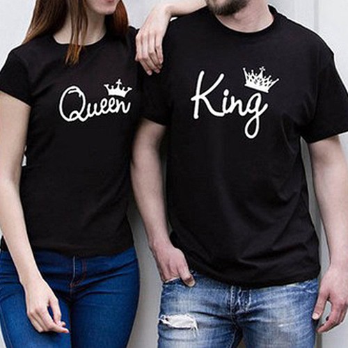 Couple T-Shirt King And Queen Crown 