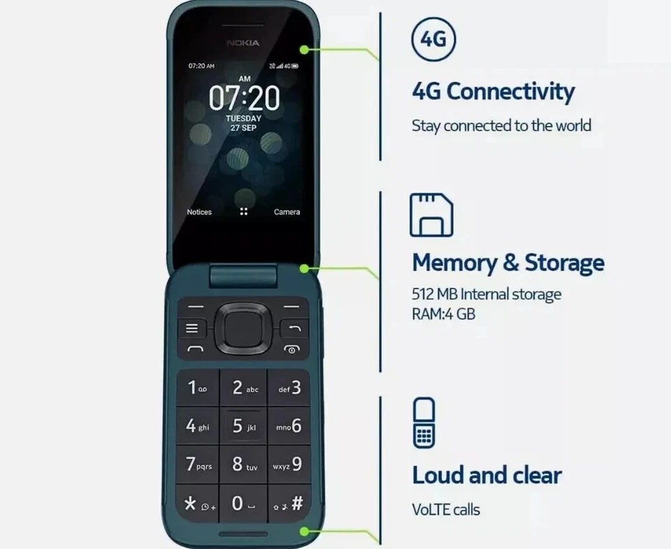 Original Nokia 2780 Flip 4G LTE WIFI 512MB GSM Big Keyboad 2.7" phone New seal - Image 4 of 4