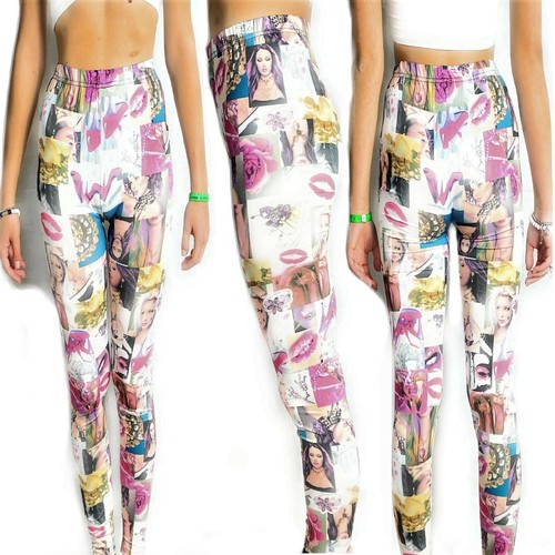 Leggings donna elasticizzato sportivo fantasia fumetto fuseaux spanx skinny  da | eBay