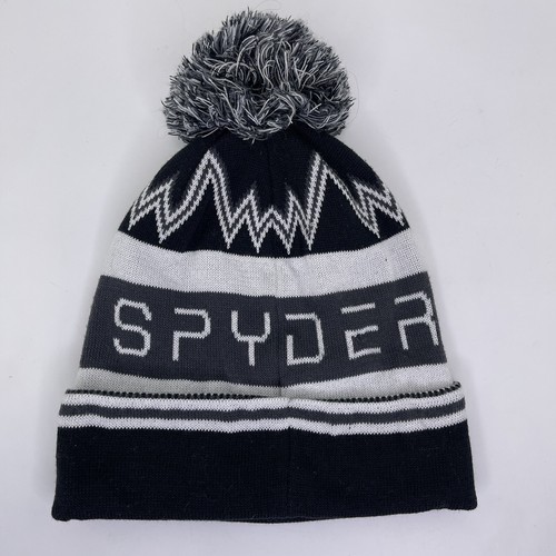 SPYDER Pom Hat Black/White Winter Ski Hat - Picture 5 of 5