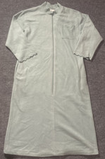 Stan Herman Robe Womens Large Green Solid Full Zip Lounge Collar Long Sleeves