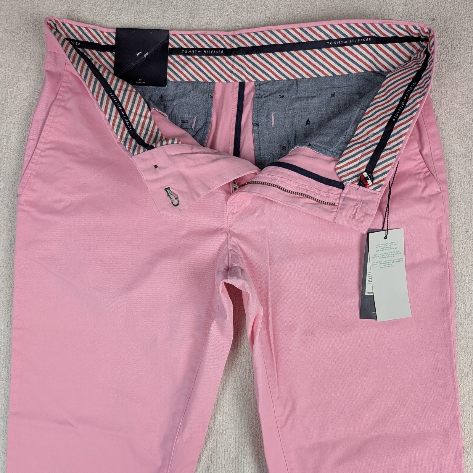 Tommy Hilfiger Mens Straight Fit Chino Pants W32 L32 & L34 Pink Denton Trousers image 6