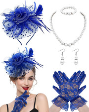 5Pcs Fascinators Hat for Women Tea Party Veil Mesh Headband Feather Hat for Wome