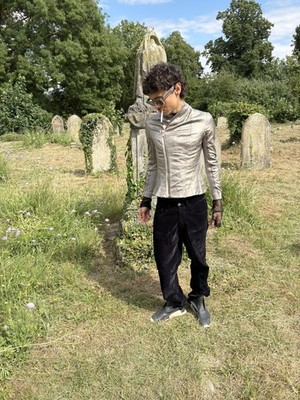 Rick Owens GLEAM F/W10 Asymmetrical Coated Leather Princess Jacket Silver UK8 