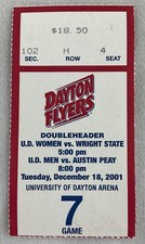 2001 12/18 Austin Peay at Dayton Flyers DOUBLEHEADER Basketball Ticket