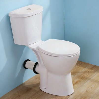 19inch High Rear Outlet Toilet Dual Flush 1/1.6 GPF Round W/ Soft Close Seat